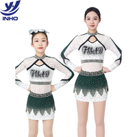 Uniforme de cheerleading personnalisé avec logo, vente en gros, sublimation, spandex haute élasticité, séchage rapide, robe d'équipe pour adultes avec jupe