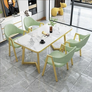 Moderner hochwertiger rechteckiger 4-Personen-Marmortisch, modernes Esszimmermöbel-<span class=keywords><strong>Set</strong></span> für Wohnzimmer und Küche - Product Image 1
