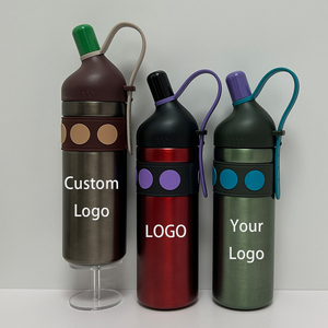 Custom Logo Insulated Stainless <b>Steel</b> Water <b>Bottle</b> with Silicone Carry Strap & Anti-Slip Grip - Product Image 1