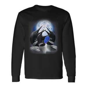 Camiseta de manga larga para observador de aves con diseño de cisne común que ruge contra la luna - Product Image 1