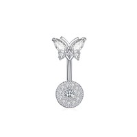 Anneau de ventre sexy en acier inoxydable avec ornement d'haltère en zircone de cuivre pour les fiançailles de mariage ou l'ornement de corps de cadeau