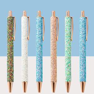Full Cover Glitter Sequins Click Metal <b>Ballpoint</b> <b>Pen</b>, Bling Shiny Rose Gold Trim Retractable Signature <b>Pen</b> Custom Logo - Product Image 2