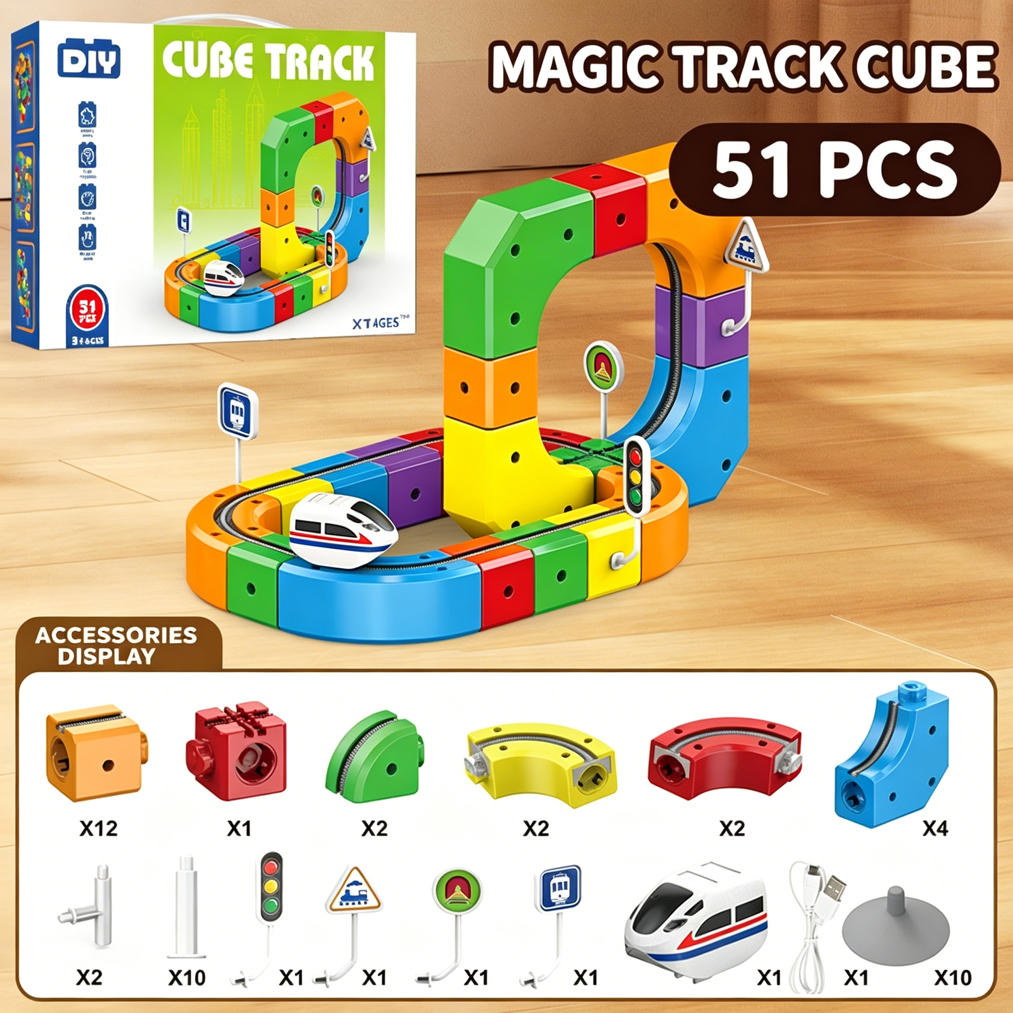 Ensemble de 51 pièces [comprend 1 train + câble USB]