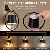 Applique murale LED sans fil rechargeable à piles, 3 couleurs, intensité variable en continu, E26, portable, pour chambre et couloir