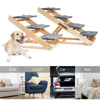 Rampe d'intérieur pour animaux de compagnie, canapé, escalier pliable en bois, rampe pour chien, antidérapant, réglable, portable, pour petits chiens, échelle d'escalade