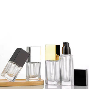 Botella de Vidrio Cuadrada de 30 ml para Cosméticos, Portátil, Vacía, para Loción o Base de Maquillaje, con Tapa de Madera, Venta al Por Mayor - Product Image 3