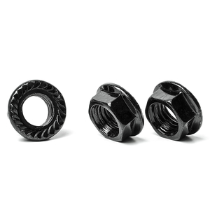 10 unids/bolsa de acero al carbono negro/tuerca de brida hexagonal de acero inoxidable con tuerca métrica de M3-M20 dentada DIN6923 - Product Image 5