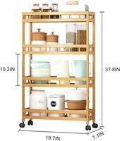 Carrito de Cocina Rodante de Bambú, Carrito de Madera Desmontable, Carrito de Almacenamiento de Múltiples Niveles, Estante de Almacenamiento Tipo Isla, Carrito Utilitario con Ruedas