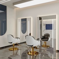Miroir professionnel de salon moderne à LED pleine longueur avec cadre argenté rétroéclairé et contrôle tactile, lumière chaude, vente en gros