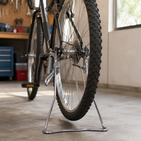 Béquille de vélo robuste à double bras en acier inoxydable 9,5 mm, chromée, à ressort, pour VTT et vélo de ville