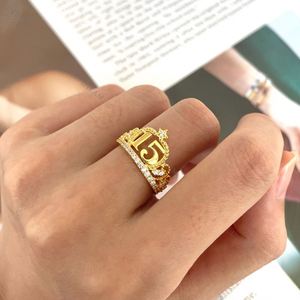 แหวนเงินแท้ประดับเพชรคิวบิกเซอร์โคเนีย ดีไซน์ Dylam Symbol Quinceanera Queen of Star Girl สำหรับเป็นของขวัญวันเกิดครบรอบ 15 ปี - Product Image 4