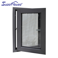 Ventana Americana NFRC TITL 24 con Rotura de Puente Térmico, Panel de Vidrio Grande, Ventana Abatible de Aluminio, Combinación de Ventana Abatible Doble