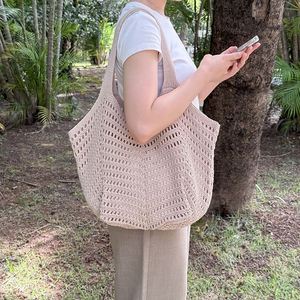Summer Casual Crochet <b>Shoulder</b> <b>Bag</b> - <b>Large</b>-Capacity Hollow Design for Beach and Vacation - Product Image 3