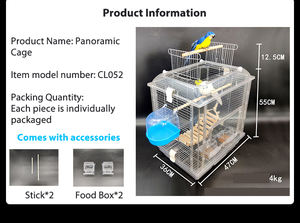 Vente en gros de <span class=keywords><strong>cage</strong></span> de voyage transparente pour oiseaux, maison en plastique acrylique pour animaux de compagnie avec fermeture à bouton-pression et plateau pour hamsters et oiseaux - Product Image 6