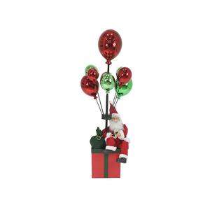 DECORACIÓN DE SANTA CLAUS CON PAQUETE DE REGALOS Y GLOBOS ALTURA 82CM - Product Image 1