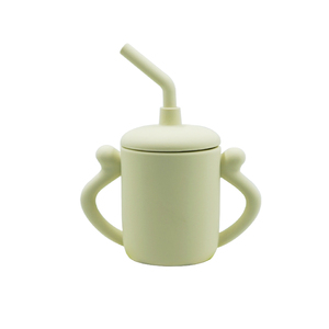 Gobelet à eau pour bébé et enfant en silicone de qualité alimentaire sans BPA, avec couvercles et pailles d'alimentation, tasse à bec en silicone pour bébé - Product Image 1