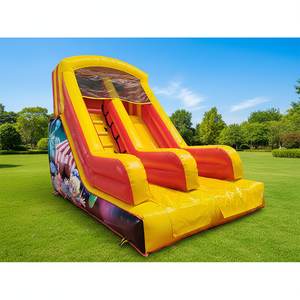 Toboggan gonflable de carnaval avec des graphismes de <span class=keywords><strong>clown</strong></span> colorés et un design à rayures rouges et jaunes pour les centres de divertissement familial <span class=keywords><strong>en</strong></span> intérieur - Product Image 1