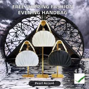 Bolso de noche con diseño de jaula de pájaros y hojas huecas de metal con diamantes de imitación, bolso de mano formal para fiestas. - Product Image 2