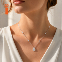 Collier en argent S925 personnalisé OEM ODM, pendentif en moissanite taille poire, chaîne plaquée rhodium, collier tendance pour femmes