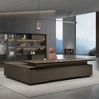 Bureau de direction en bois simple et moderne en forme de L, table de président avec tiroir