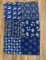 Lot de serviettes en coton imprimées faites à la main, personnalisables, bleu indigo, motifs variés, écologiques et lavables, pour la table