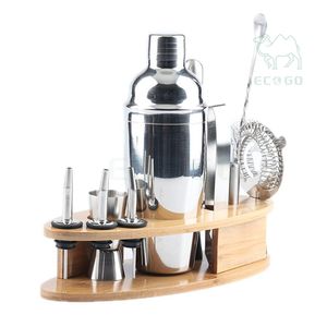 Juego de barra de coctelera de material ecológico Juego de coctelera Boston con almacenamiento de madera de forma ovalada - Product Image 2