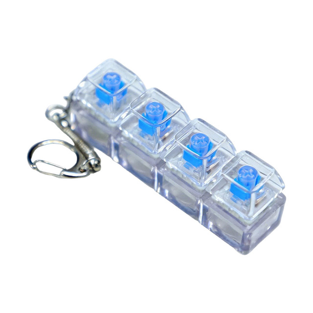 New 4-Key Linear Switch Stress Relief Keychain, Mechanical Keyboard Switch Tester with Transparent Buttons