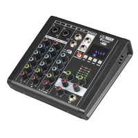 Console de mixage audio professionnelle A4R, table de mixage sonore 4 canaux avec USB BT 5.0, alimentation fantôme 48V intégrée, effets et égaliseur