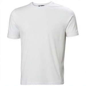 T-shirt blanc à manches courtes pour homme, col rond, coupe classique, couleur unie, jersey décontracté en coton - Product Image 3