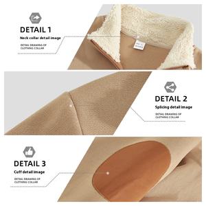 Gilets à manches longues pour hommes, confortables <span class=keywords><strong>et</strong></span> chauds, avec patchs bruns, coudes, veste coupe-vent à fermeture éclair, col européen américain pour l'extérieur - Product Image 2