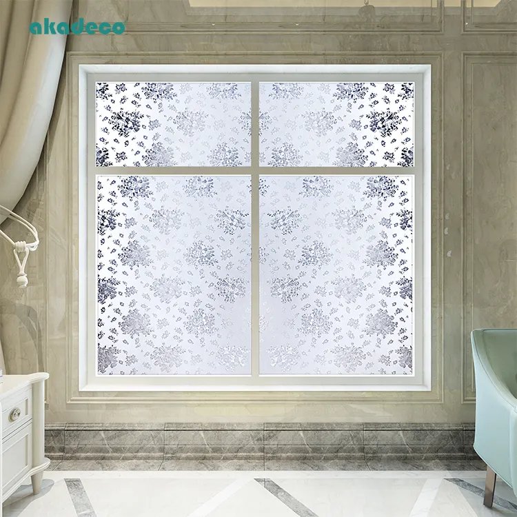 Kitchen Home Decoration Decorative Static Cling No Glue Heat Rejection Door Sticker Glass Covering Frosted Window Film Privacy