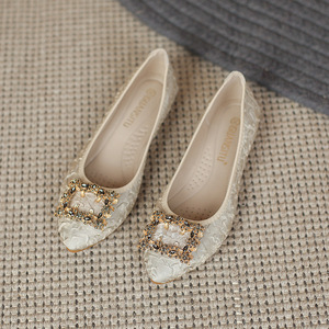 Kích Thước 35-45 Sang Trọng Sáng Bóng Satin Căn Phẳng Ngón Chân Nhọn Váy Bơ<span class=keywords><strong>m</strong></span> Phụ Nữ Nữ Diễn Viên Ballet Giày Phẳng Cho Đá<span class=keywords><strong>m</strong></span> Cưới Bên Giày Đi - Product Image 6