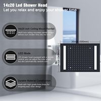 Système de douche thermostatique noir avec pommeau de douche rectangulaire 14x20 pouces, tête LED à montage au plafond 6 pouces, pommeau mural et douchette à main 4