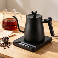 Bouilloires à café sans fil noires OEM, bouilloire à bec de cygne électrique avec contrôle de la température et poignée anti-brûlure
