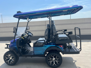 Nouvelle voiturette de <span class=keywords><strong>golf</strong></span> électrique tout-terrain quatre places à dégradé bleu, bande lumineuse circulaire, tous les accessoires sont personnalisables - Product Image 5