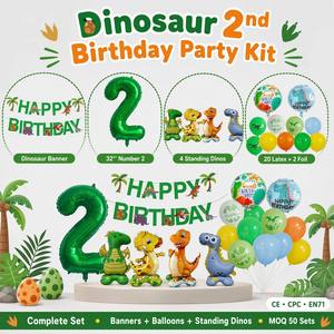 Set de Globos de Látex con Diseño de Dinosaurios de la Selva para Fiestas, Pancarta, Números y Accesorios para Fotos, Decoración de Cumpleaños Infantiles - Product Image 2