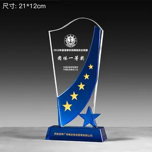 Блестящий Кристалл Бизнес подарок оптом пользовательский дизайн логотип Кристалл Звезда Трофей награда