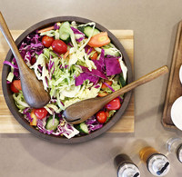 Bol à salade en bois à texture naturelle, grand bol profond pour comptoir de cuisine, préparation de salades, centre de table