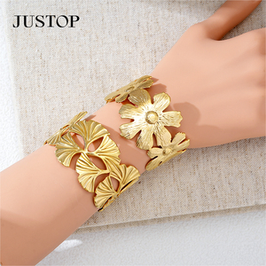 Women's Trendy OEM Custom Waterproof Stainless Steel Gold Plating Hypoallergenic Chura Bangles Fashion Jewelry Supplies Justop - Product Image 6