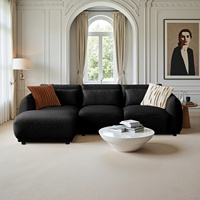 Canapé modulaire en forme de L en tissu polaire blanc de luxe moderne avec mousse haute densité et coussins doux pour salon, maison, appartement