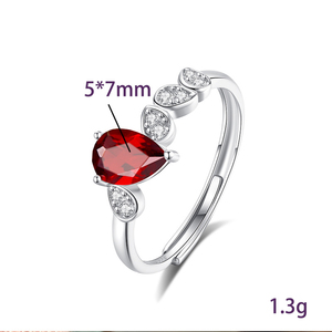 Minimalist 5*7MM Pear cut <b>Crystal</b> Rings Adjustable Natural Stones 925 Sterling Silver <b>Water</b> Drop Jewelry for Women - Product Image 6