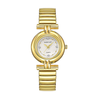 Jam Tangan Wanita Vintage Dial Emas Kecil Model Gelang Kompak Jam Tangan Quartz Wanita dengan Baja Tahan Karat N2605203