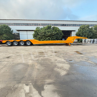 Semi-remorque à plateau surbaissé à 4 essieux de 100 tonnes pour le transport de gros équipements et de machines, semi-remorque à plateau surbaissé hydraulique pliable à usage intensif