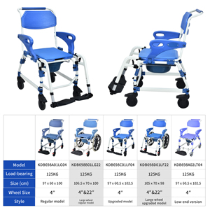 Chaise <span class=keywords><strong>de</strong></span> toilette inclinable robuste <span class=keywords><strong>de</strong></span> qualité médicale avec roues, hauteur réglable pour personnes handicapées, usage domestique et hospitalier, personnalisable ODM - Product Image 6