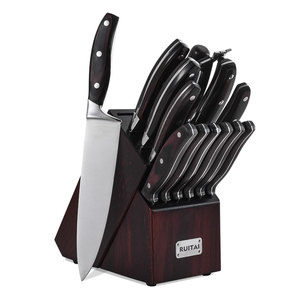 RUITAI <span class=keywords><strong>Amazon</strong></span> venta caliente multiuso pakkawood mango familia 15 piezas <span class=keywords><strong>juego</strong></span> de <span class=keywords><strong>cuchillos</strong></span> de cocina con bloque de madera - Product Image 1
