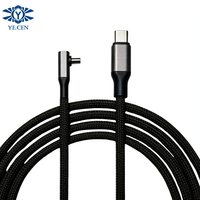 Kabel Pengisian Daya Cepat 65W Braided Type-C ke Type-C untuk Gaming Mobile, untuk Penggunaan di Mobil, Kabel Pengisian Cepat L-bentuk dengan Satu Lekukan