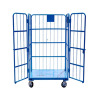 Chariot de manutention logistique robuste, capacité de charge 500 kg, emboîtable, à 3 côtés, avec roues