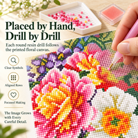 Kit de Peinture Diamant Fleurs Épanouies KS Craft – Perforation Spéciale, Art Floral Diamanté, Décoration Murale DIY, Cadeau