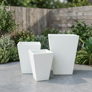 Set of 3 Jumbo Tapered <b>Planters</b> Concrete <b>Planter</b> Designed for Open Balconies Patios and <b>Large</b> Garden Borders - Product Image 4