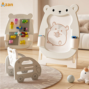 <span class=keywords><strong>Tableau</strong></span> de dessin double face pour enfants avec hauteur réglable, chevalet pliable en HDPE pour tout-petits - Product Image 1